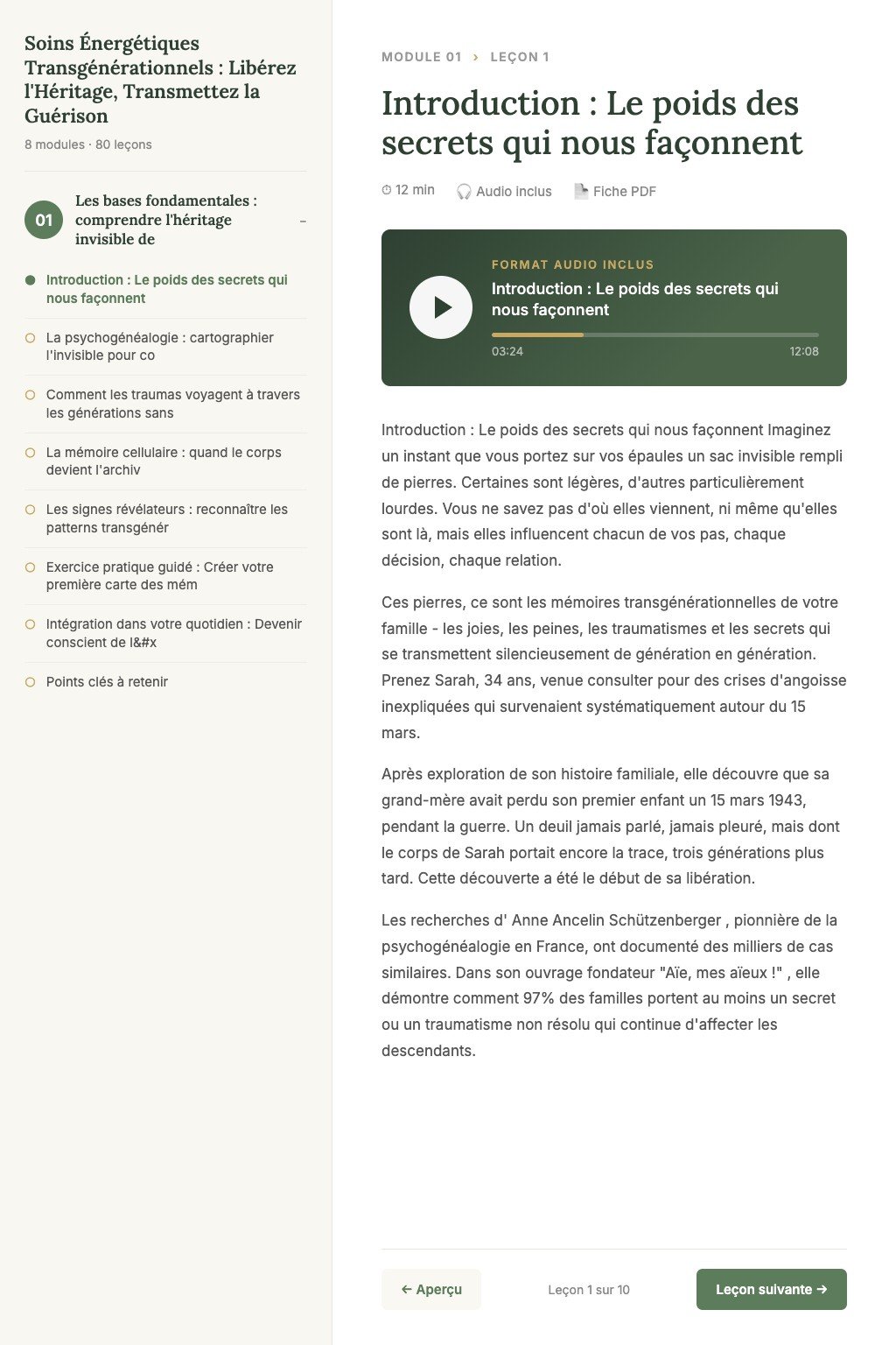 Aperçu d'une leçon · Soins Énergétiques Transgénérationnels : Libérez l'Héritage, Transmettez la Guérison