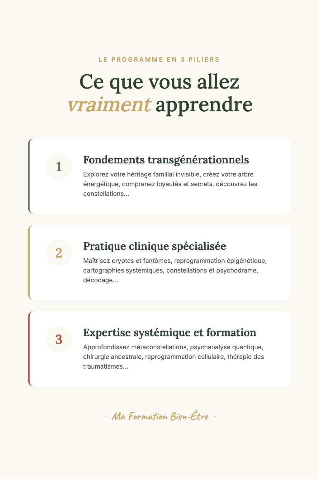 Les 3 piliers du programme · Soins Énergétiques Transgénérationnels : Libérez l'Héritage, Transmettez la Guérison