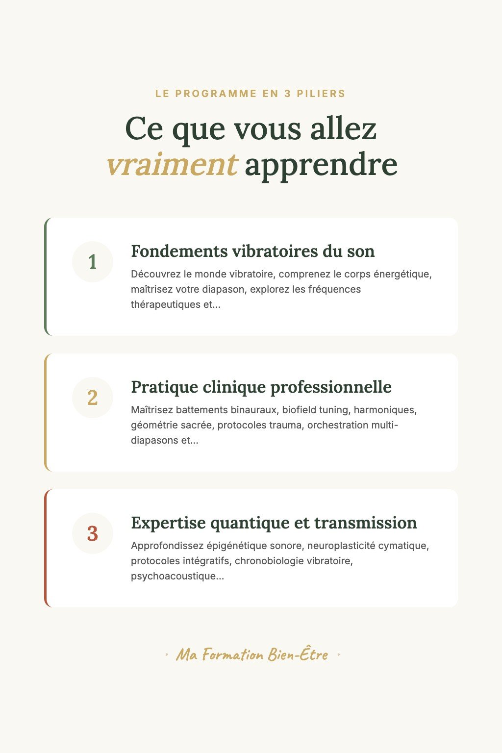Les 3 piliers du programme · Diapasons Thérapeutiques : L'Art du Rééquilibrage Énergétique par le Son