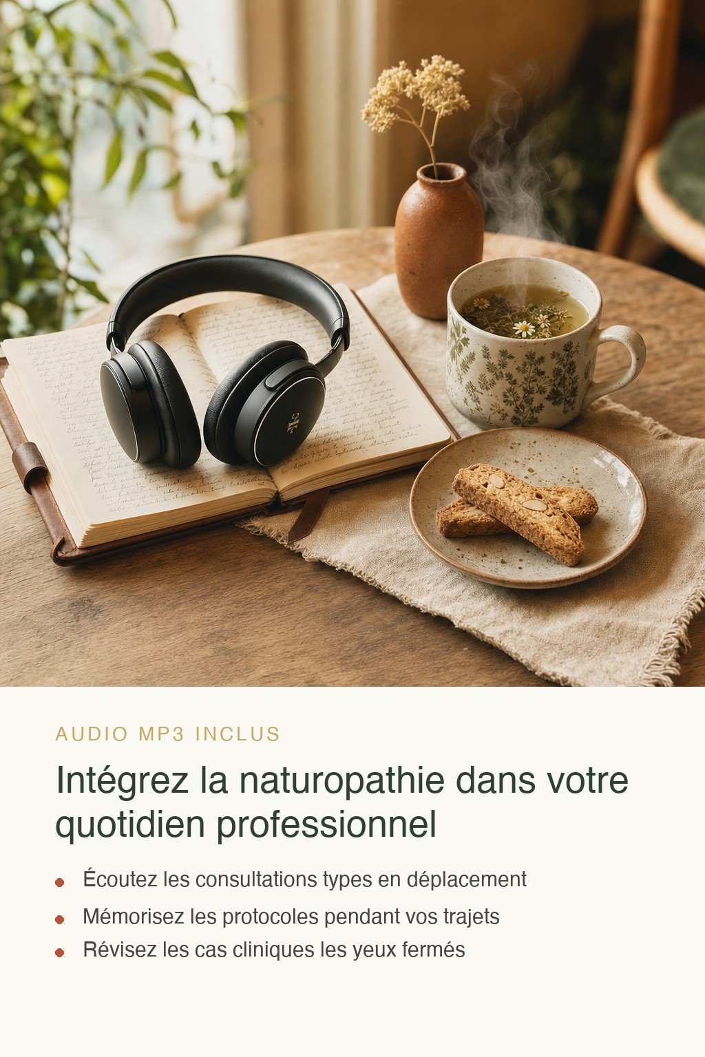 Format audio inclus · Devenez Praticien Certifié en Naturopathie : 24 Modules pour Exercer en Cabinet