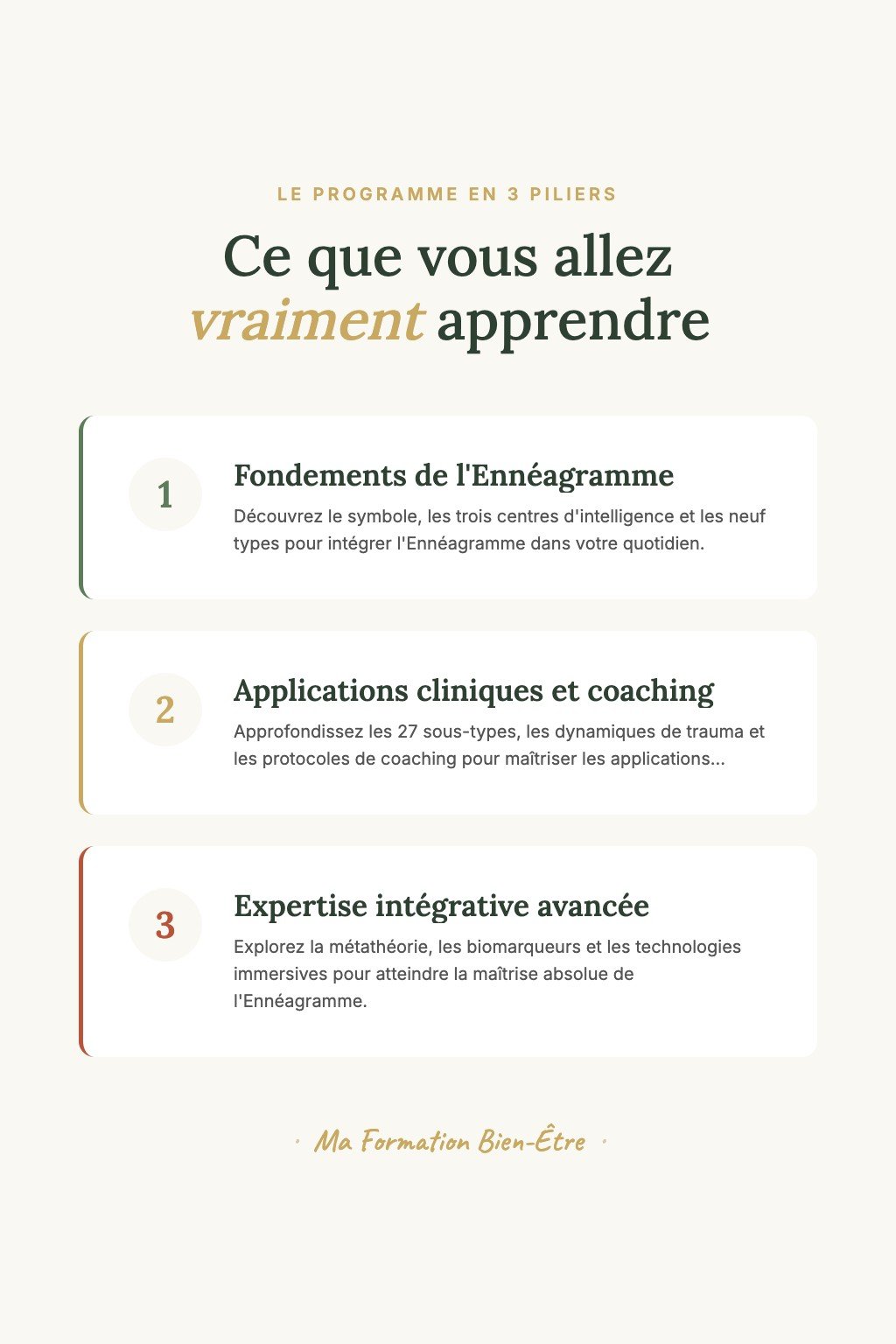 Les 3 piliers du programme · L'Ennéagramme : Des Fondations à la Transmission Professionnelle