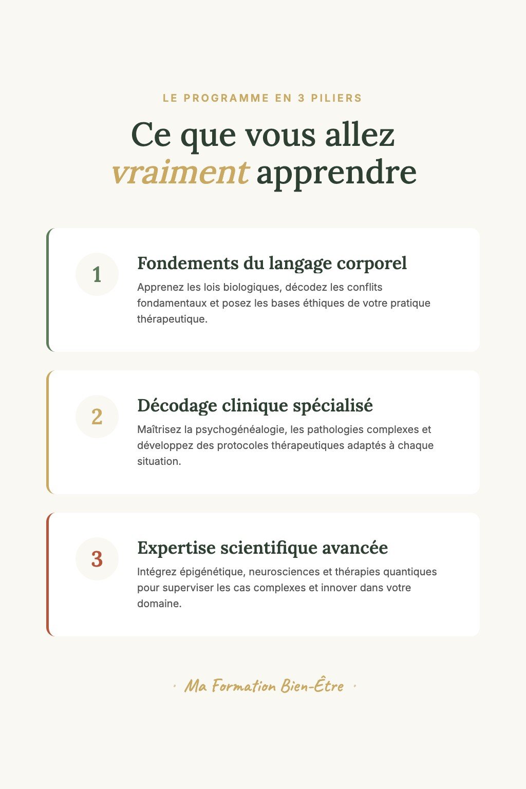 Les 3 piliers du programme · Décodage Biologique et Lecture de Vie : Révélez le Sens Caché des Symptômes