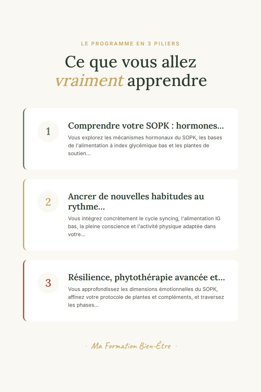 Les 3 piliers du programme · Reprenez le contrôle de votre SOPK grâce à l'hygiène de vie