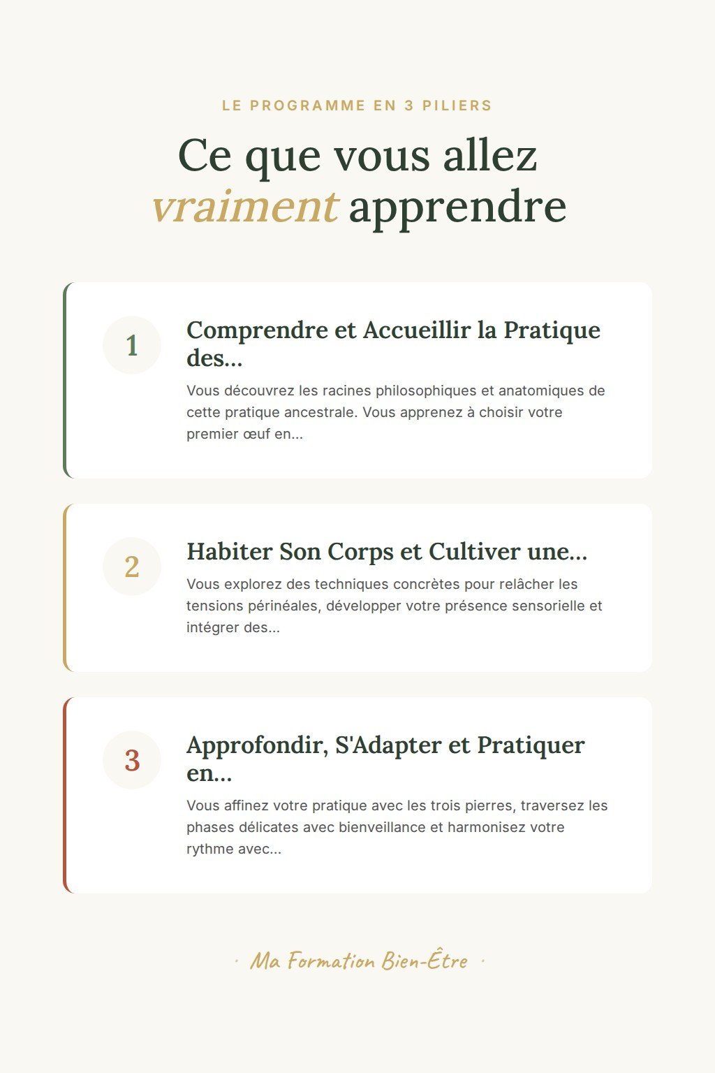 Les 3 piliers du programme · Reconnectez-vous à votre espace pelvien grâce aux œufs de yoni