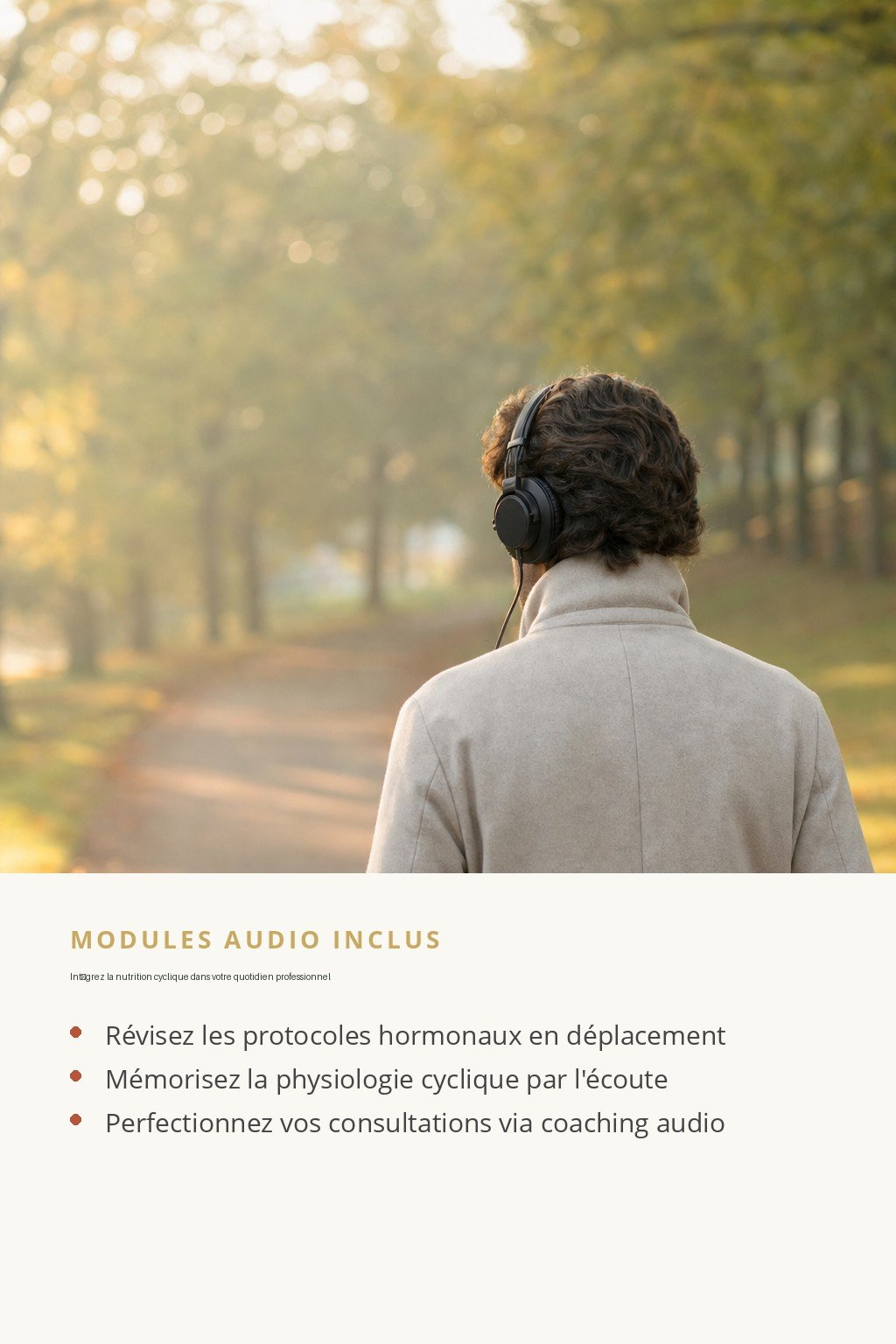 Format audio inclus · Maîtrisez la nutrition cyclique féminine et construisez des protocoles hormonaux rigoureux
