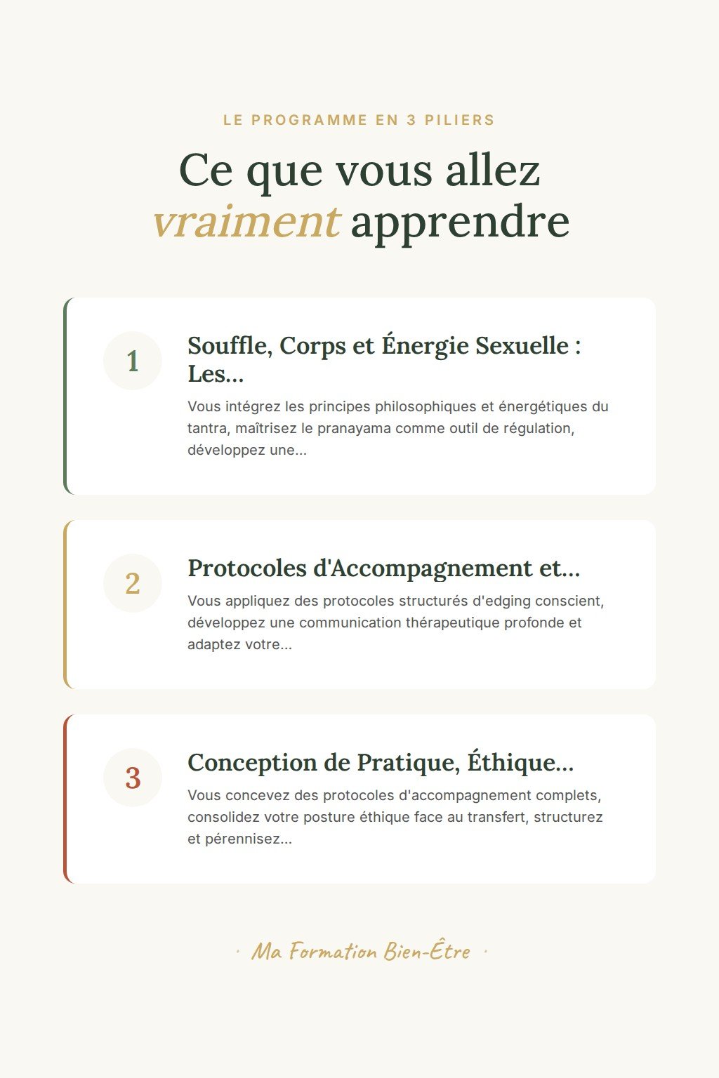 Les 3 piliers du programme · Devenez Praticien en Sexualité Tantrique et élargissez votre champ d'accompagnement