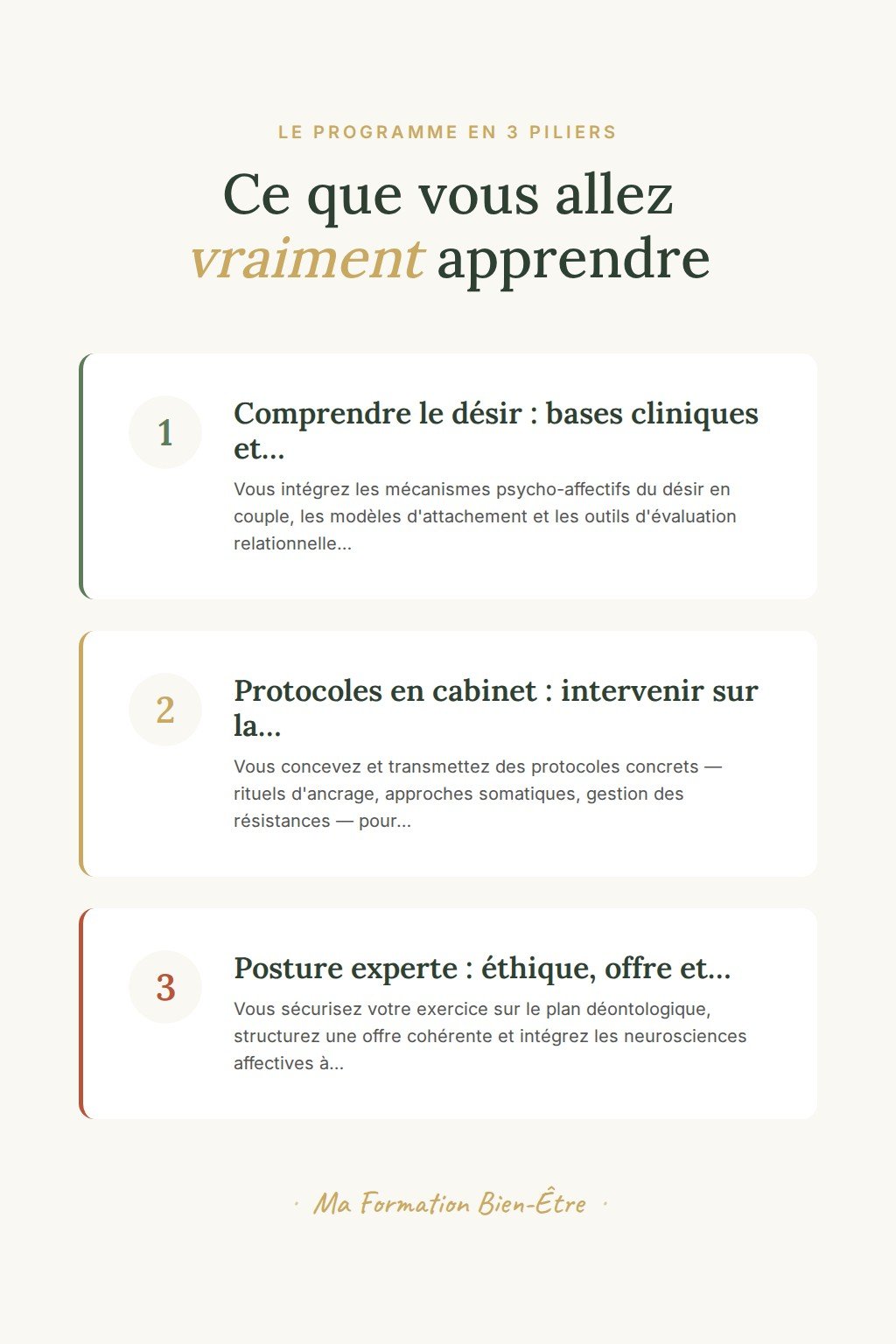 Les 3 piliers du programme · Accompagnez les couples vers un désir durable : devenez praticien relationnel certifié