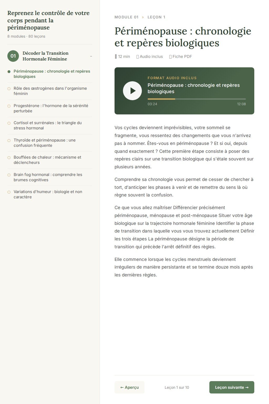 Aperçu d'une leçon · Reprenez le contrôle de votre corps pendant la périménopause