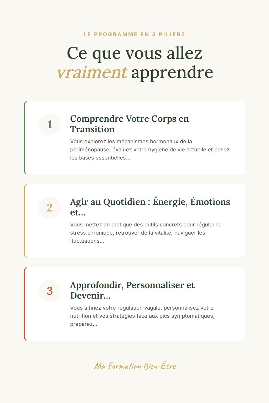 Les 3 piliers du programme · Reprenez le contrôle de votre corps pendant la périménopause