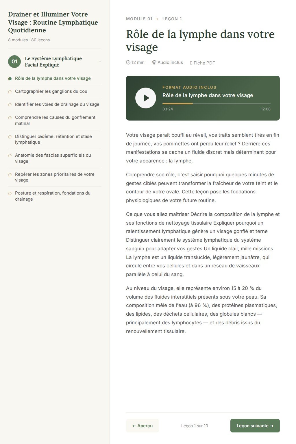 Aperçu d'une leçon · Drainer et Illuminer Votre Visage : Routine Lymphatique Quotidienne