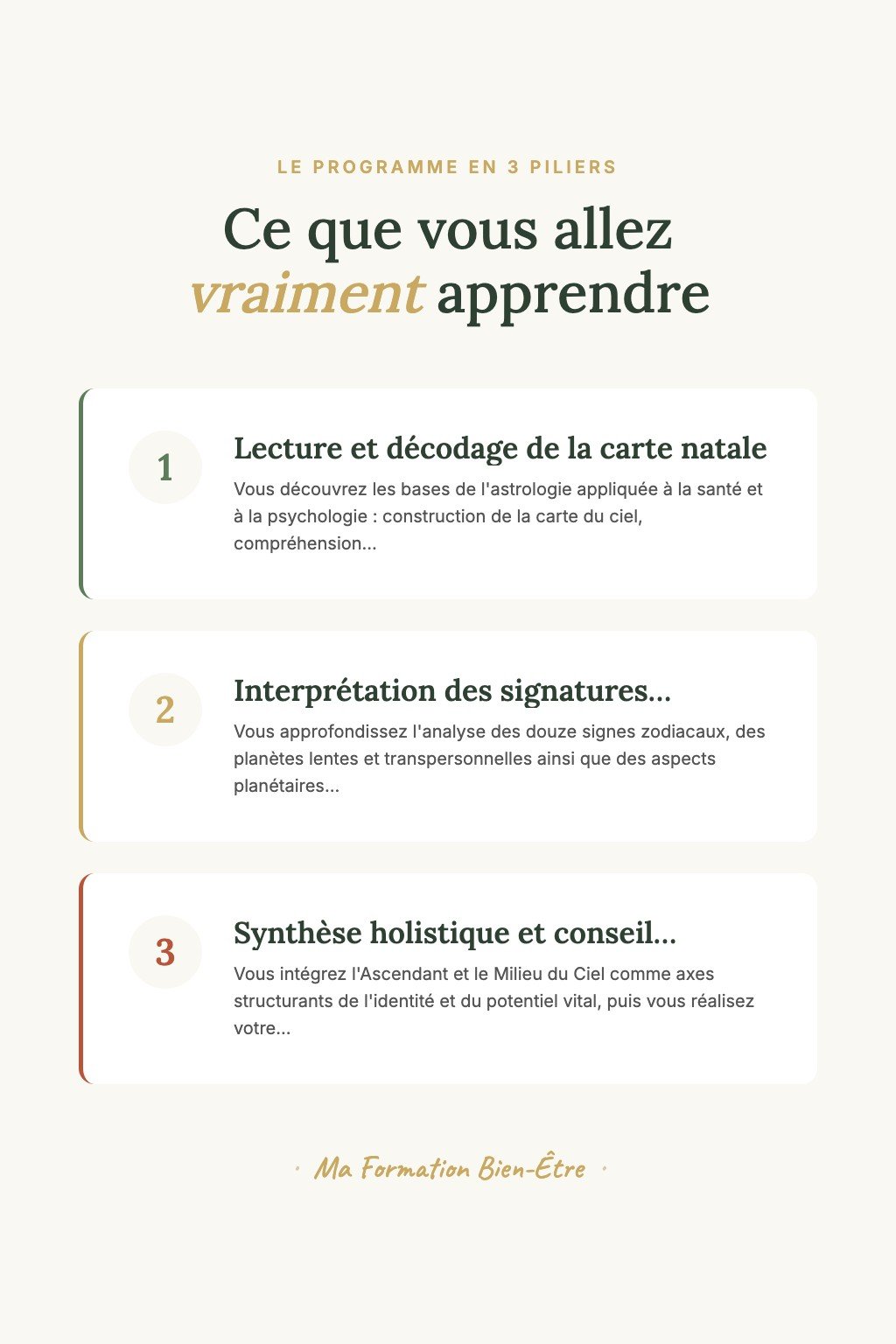 Les 3 piliers du programme · Découvrez l'Astrologie Psychologique et Lisez Votre Première Carte du Ciel avec Clarté