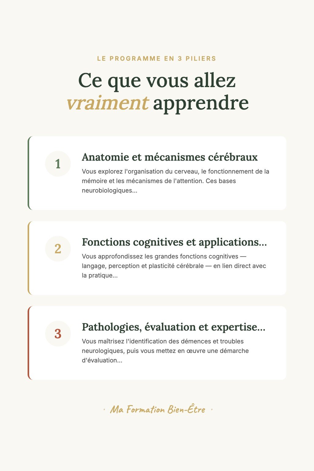 Les 3 piliers du programme · Découvrez les Secrets de Votre Cerveau et Comprenez Enfin Pourquoi Vous Pensez, Ressentez et Mémorisez