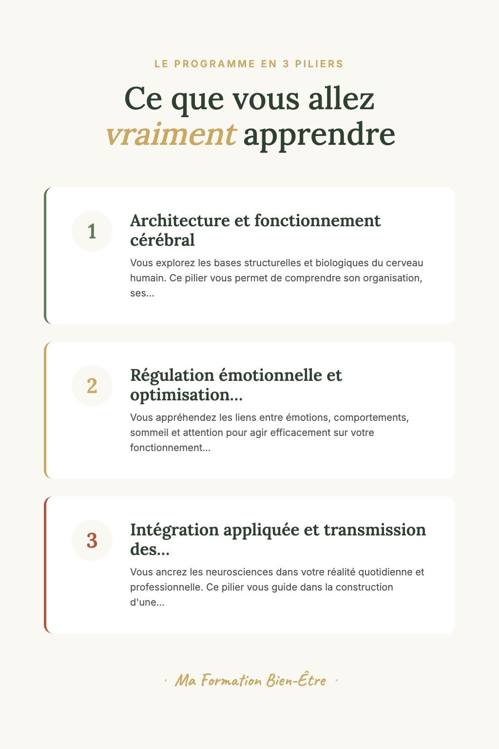 Les 3 piliers du programme · Découvrez le Pouvoir de Votre Cerveau et Faites Vos Premiers Pas vers une Mémoire et une Concentration Optimales