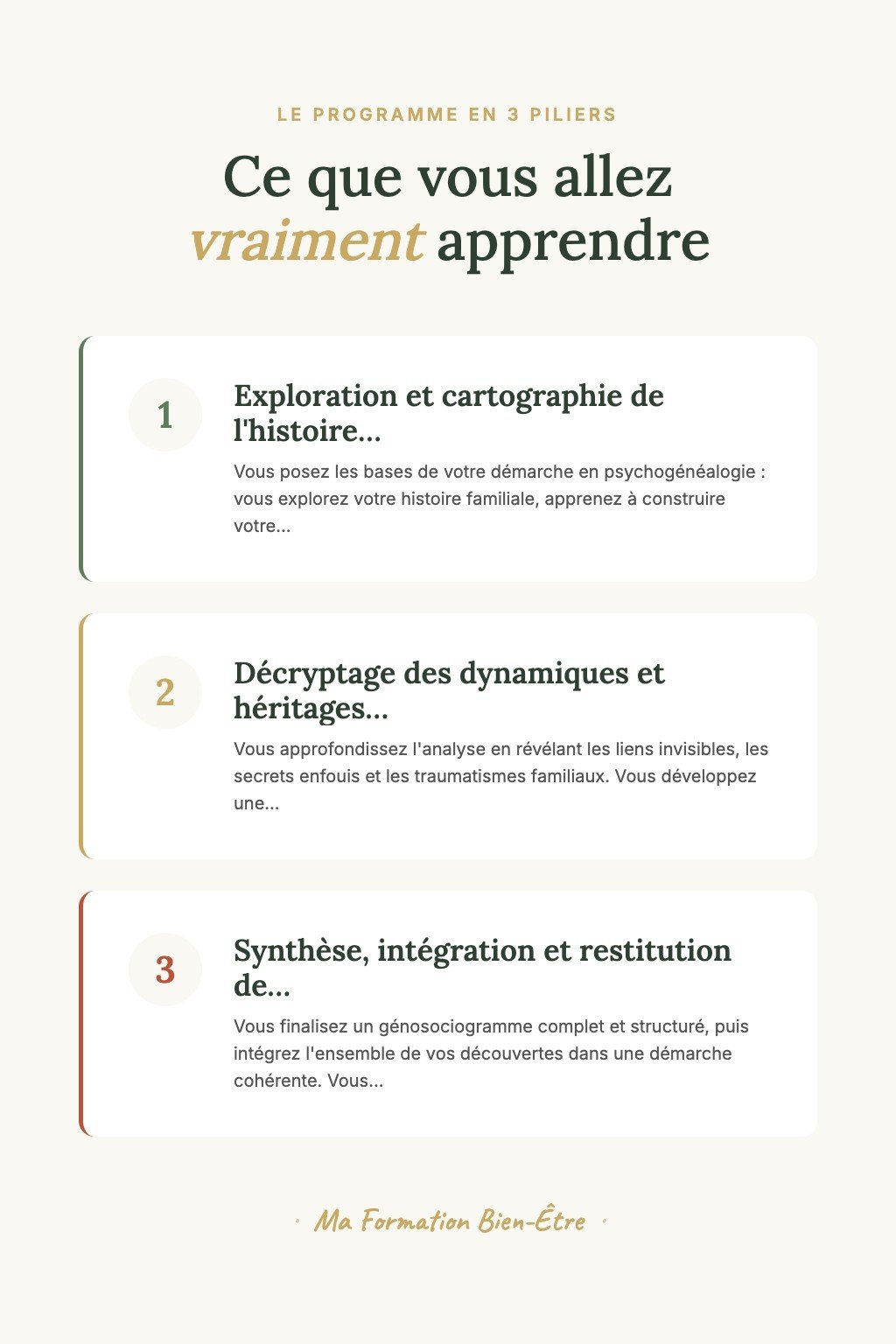 Les 3 piliers du programme · Découvrez la Psychogénéalogie et Libérez-Vous des Schémas Familiaux qui Se Répètent