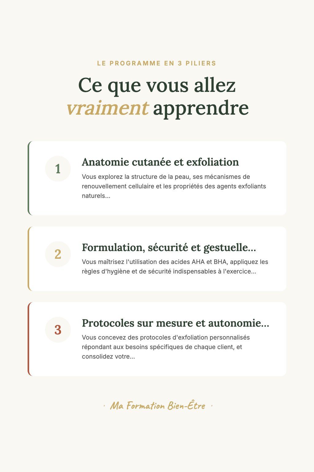 Les 3 piliers du programme · Découvrez l'Exfoliation Corporelle et Offrez à Votre Peau ses Premiers Soins Professionnels