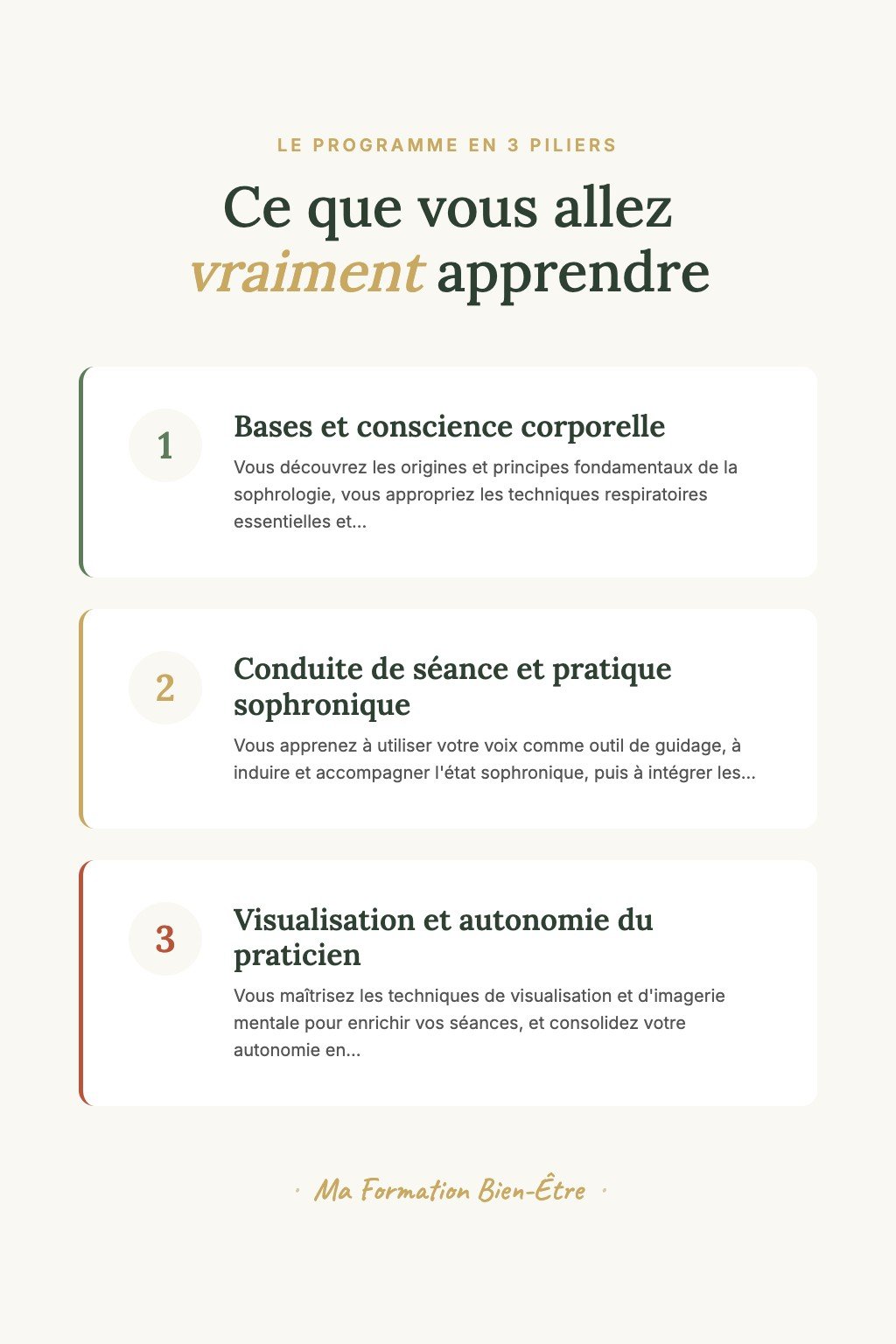 Les 3 piliers du programme · Découvrez la Sophrologie et Faites Vos Premiers Pas vers une Sérénité Durable au Quotidien