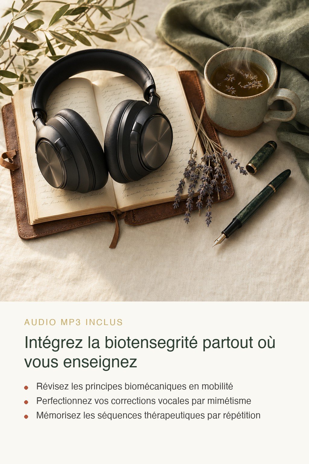 Format audio inclus · Maîtrisez l'Art de la Biotensegrité en Pilates et Formez l'Élite des Instructeurs de Demain