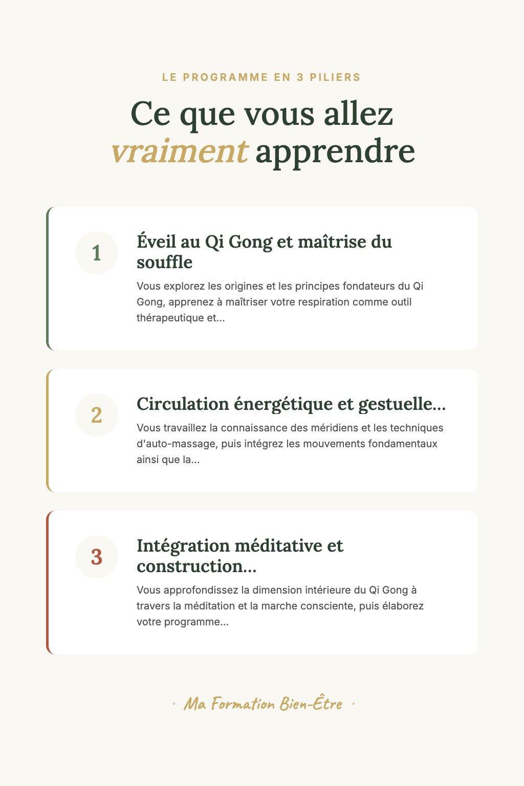 Les 3 piliers du programme · Découvrez le Qi Gong et Retrouvez un Équilibre Énergétique Profond dès Vos Premières Pratiques