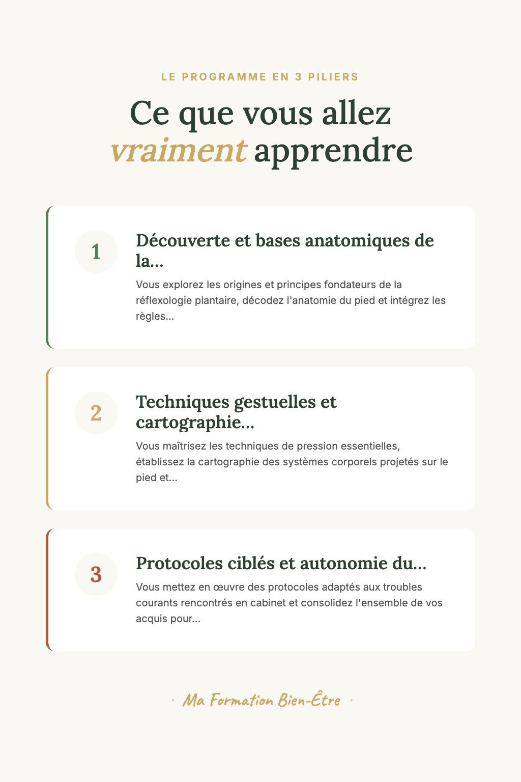 Les 3 piliers du programme · Découvrez la Réflexologie Plantaire et Transformez Chaque Pression en Source de Bien-Être