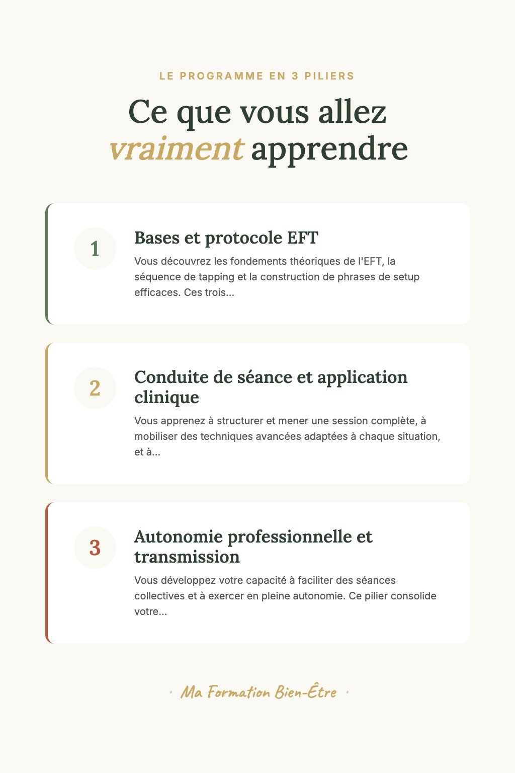 Les 3 piliers du programme · Découvrez l'EFT et Libérez-Vous de Vos Émotions Négatives grâce au Tapping