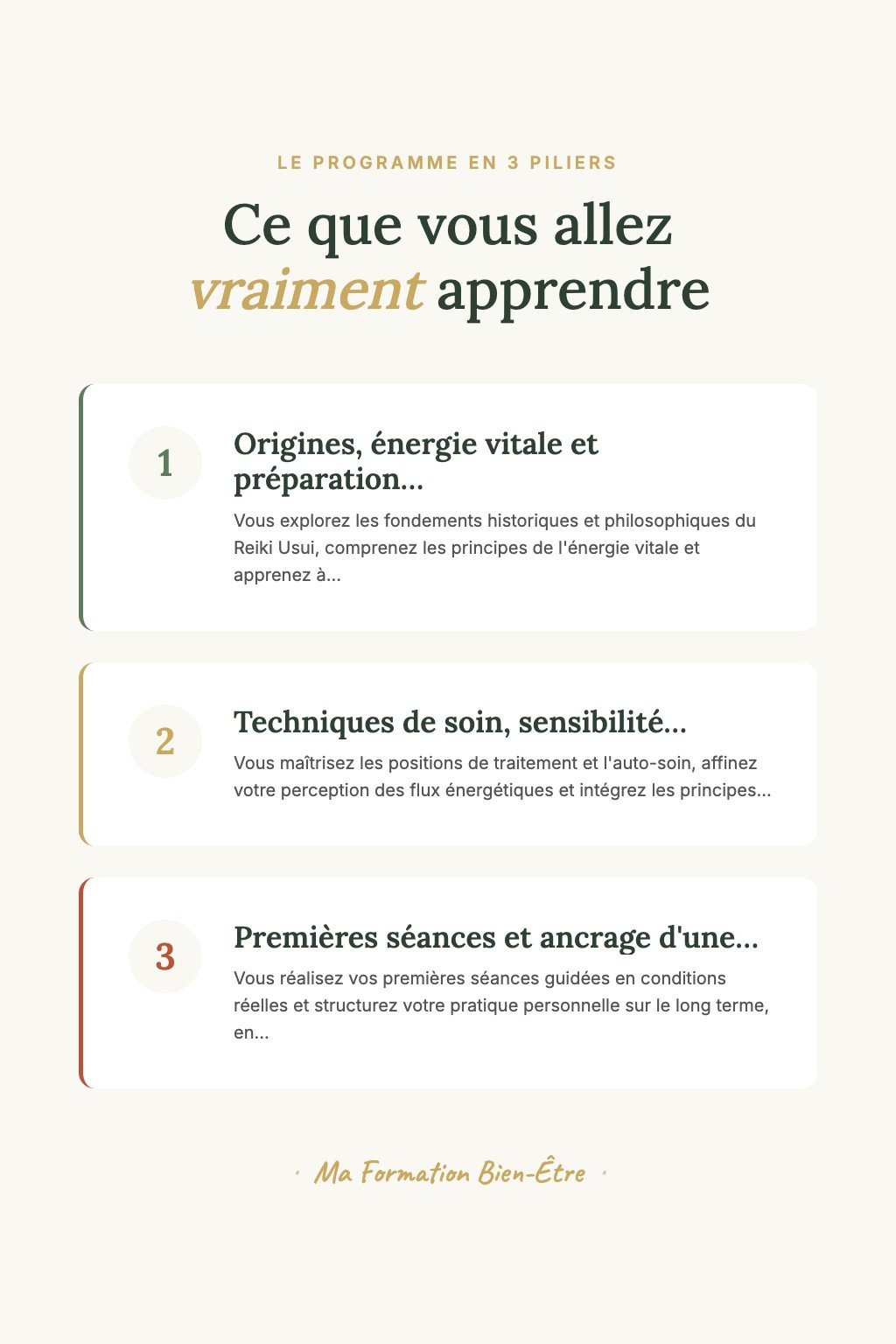 Les 3 piliers du programme · Découvrez le Reiki Usui et Ressentez l'Énergie Vitale Circuler dans Vos Mains