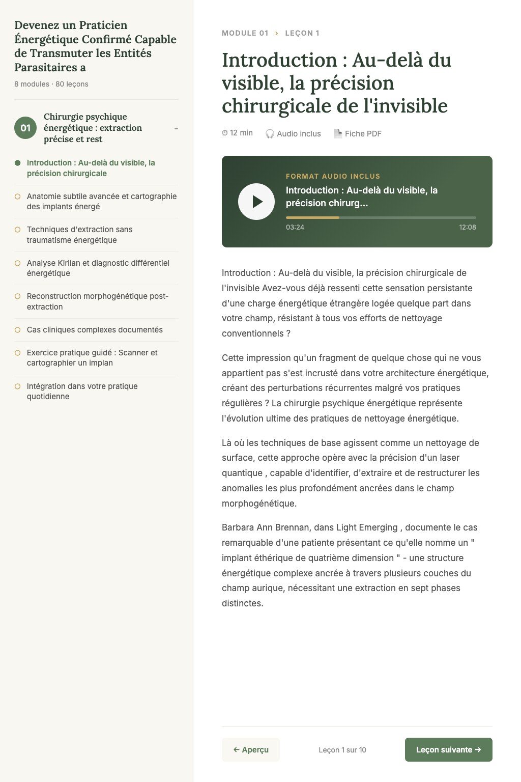 Aperçu d'une leçon · Devenez un Praticien Énergétique Confirmé Capable de Transmuter les Entités Parasitaires avec Précision