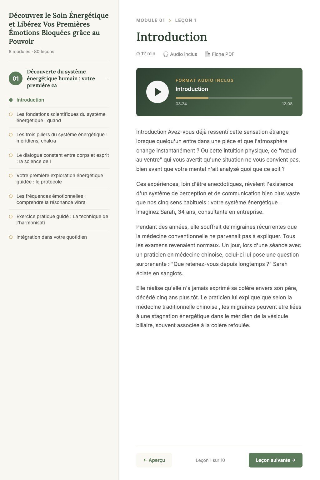 Aperçu d'une leçon · Découvrez le Soin Énergétique et Libérez Vos Premières Émotions Bloquées grâce au Pouvoir de Vos Mains