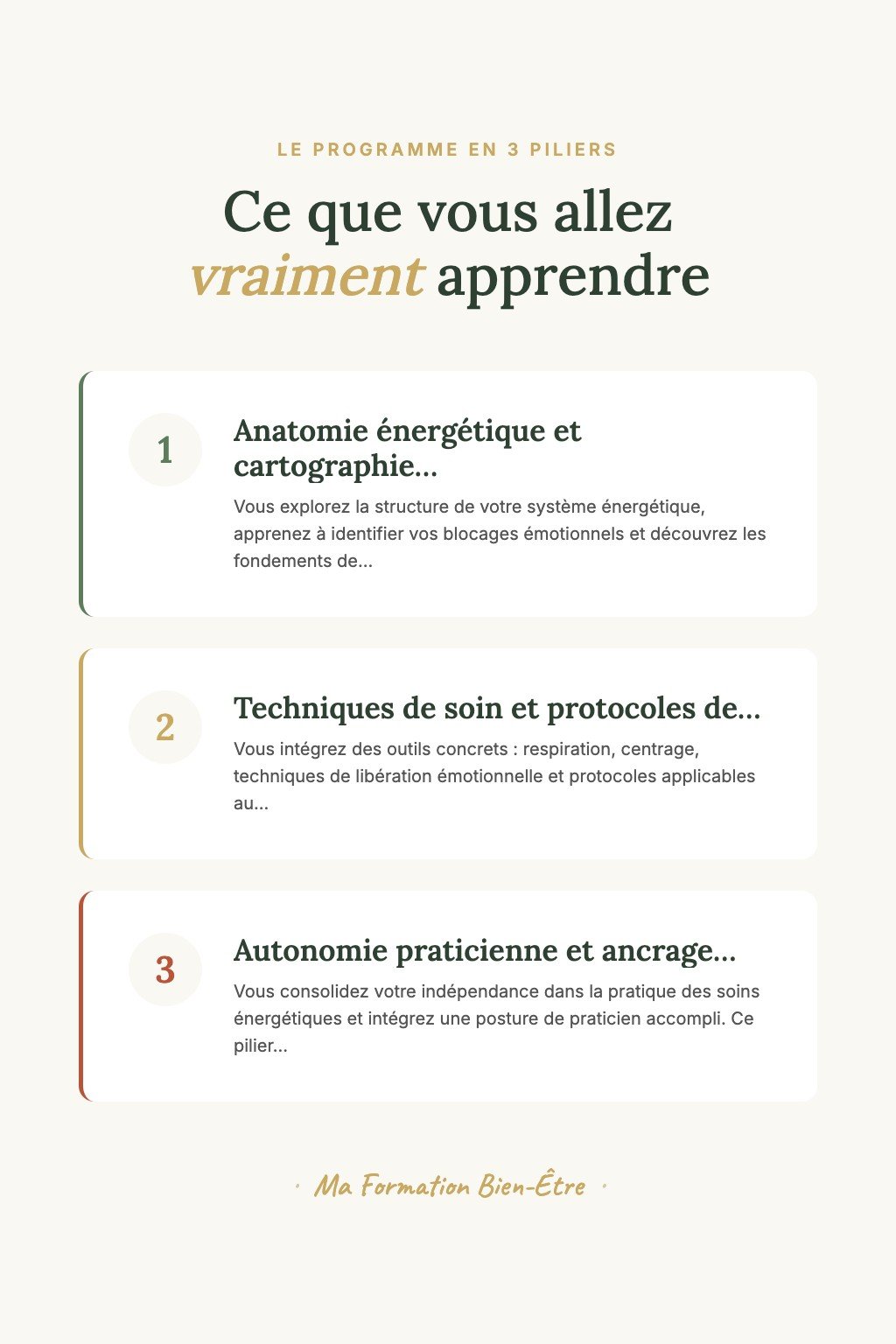 Les 3 piliers du programme · Découvrez le Soin Énergétique et Libérez Vos Premières Émotions Bloquées grâce au Pouvoir de Vos Mains