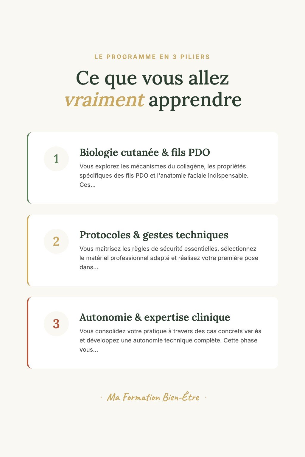 Les 3 piliers du programme · Découvrez les Fils de Soie au Collagène et Réalisez Vos Premiers Gestes de Rajeunissement Facial