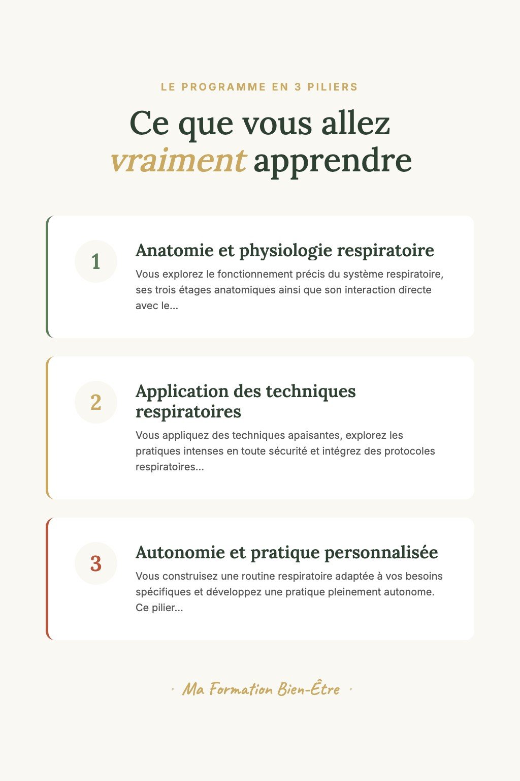 Les 3 piliers du programme · Découvrez le Breathwork et Transformez Votre Stress en Calme Profond dès Vos Premières Respirations