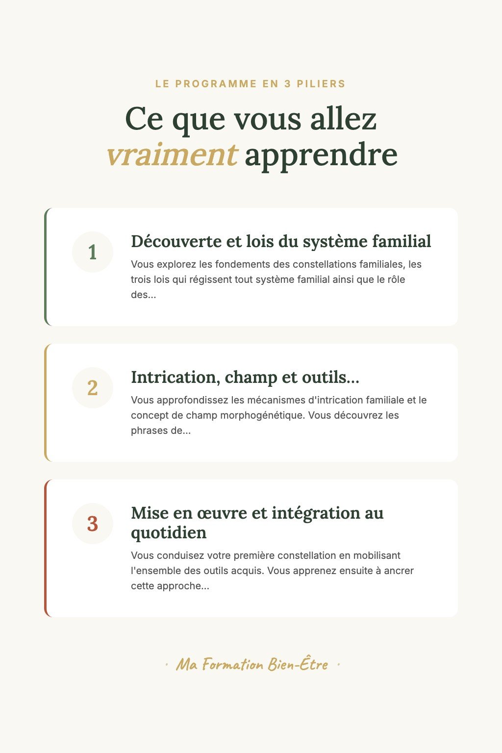 Les 3 piliers du programme · Découvrez les Constellations Familiales et Libérez-Vous des Fardeaux Invisibles Hérités de Votre Lignée