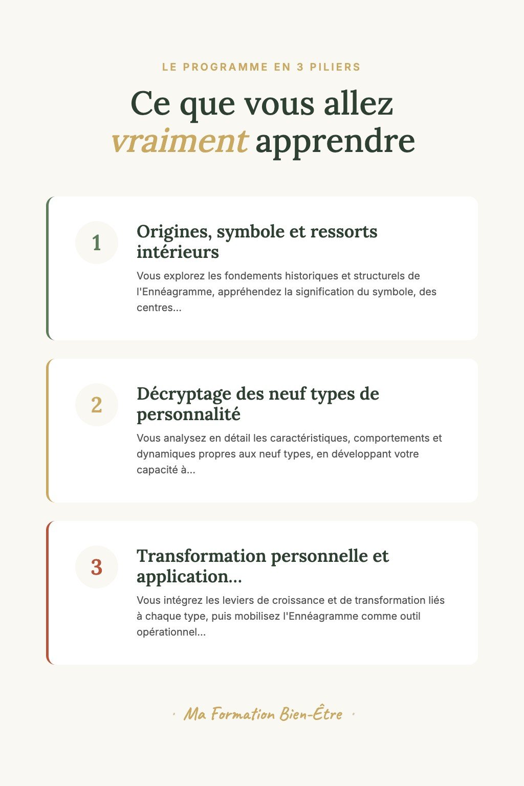 Les 3 piliers du programme · Découvrez l'Ennéagramme et Percez Enfin le Secret des 9 Personnalités qui Vous Entourent