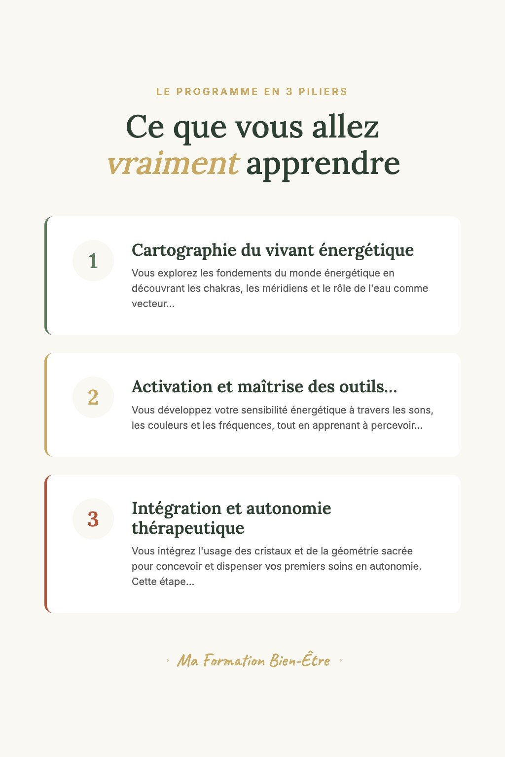 Les 3 piliers du programme · Découvrez la Bioénergie Quantique et Ressentez l'Énergie Vibratoire avec Vos Mains dès Vos Premières Pratiques