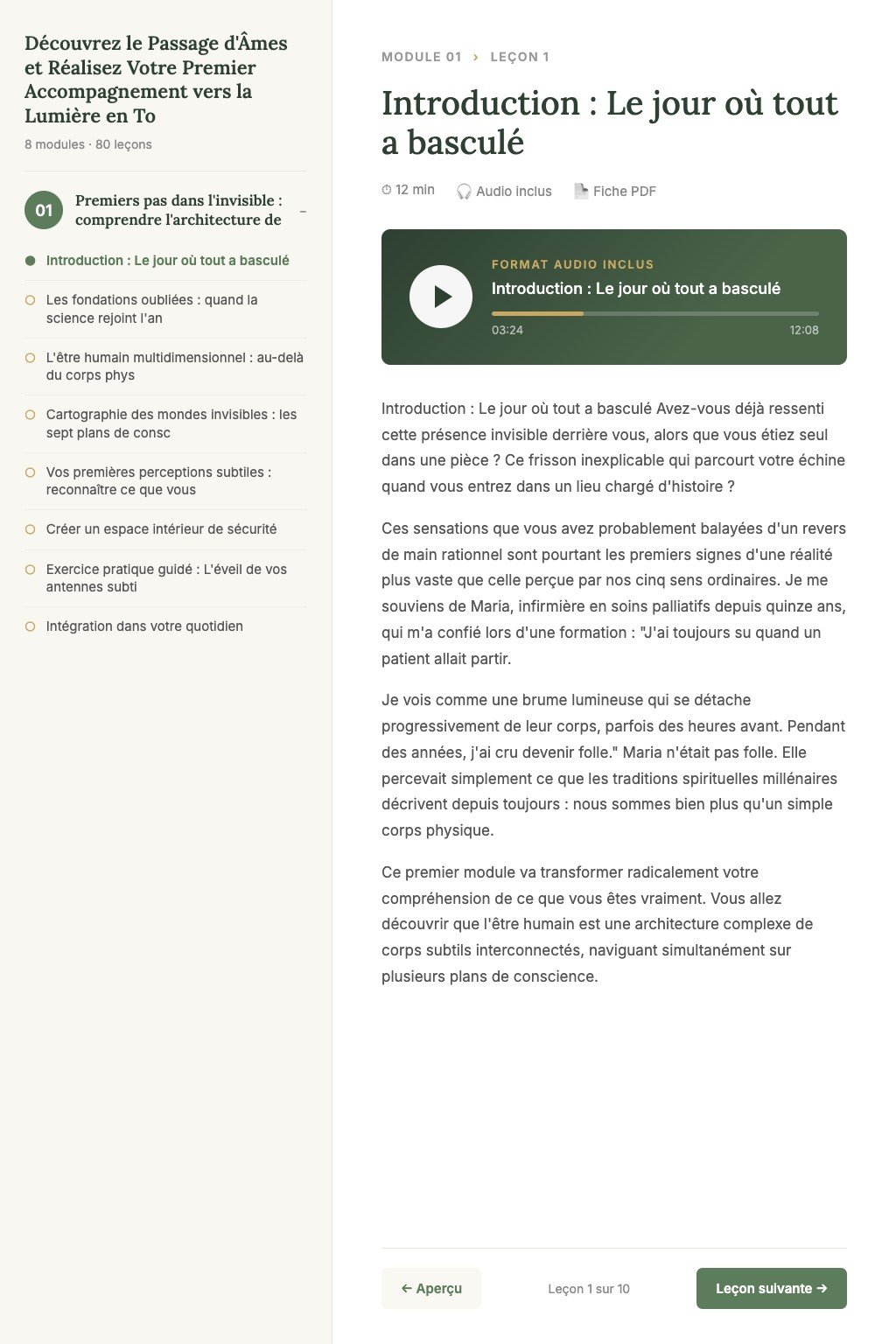 Aperçu d'une leçon · Découvrez le Passage d'Âmes et Réalisez Votre Premier Accompagnement vers la Lumière en Toute Sécurité