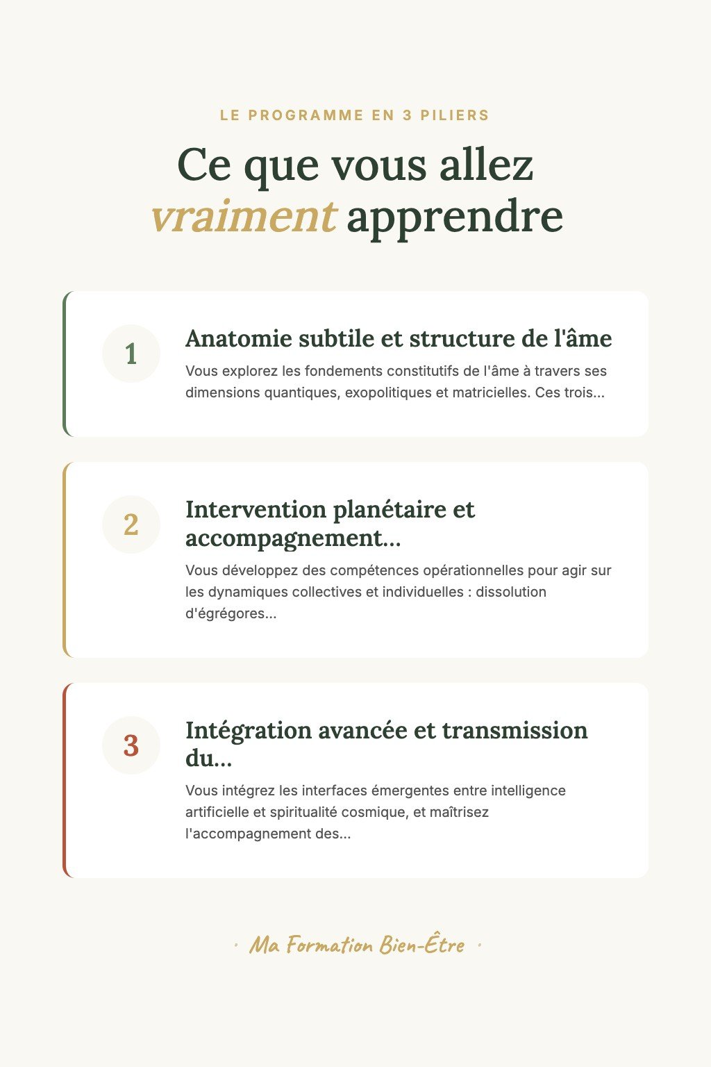 Les 3 piliers du programme · Maîtrisez l'Art du Passage d'Âmes Multidimensionnel et Transmettez Votre Expertise aux Praticiens de Demain