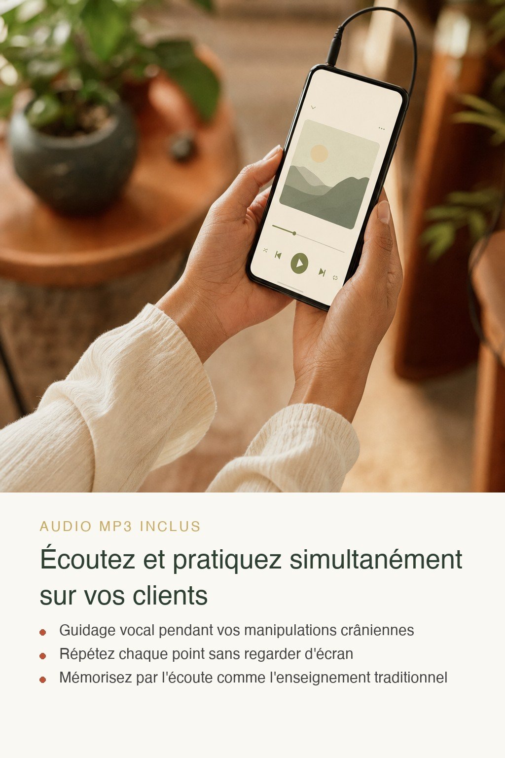 Format audio inclus · Maîtrisez les 32 Points Crâniens et Devenez le Praticien que Vos Clients Recommandent