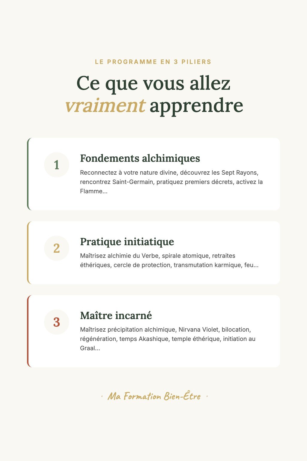 Les 3 piliers du programme · Devenez Maître Enseignant Flamme Violette – Formation Intégrale Certifiante