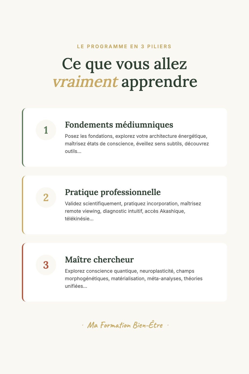 Les 3 piliers du programme · Développez vos Capacités Médiumniques : Formation Intégrale de A à Z