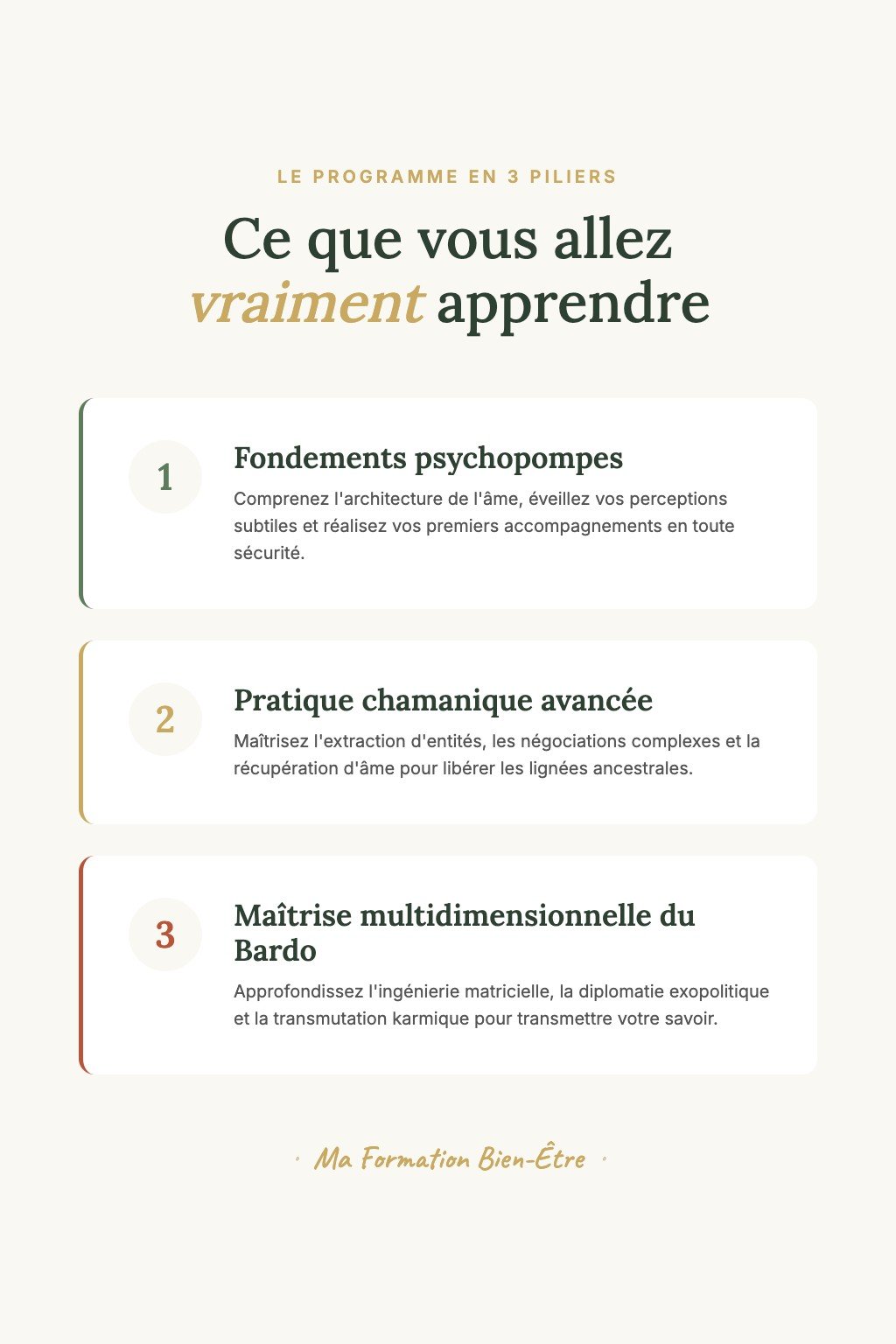 Les 3 piliers du programme · Passeur d'Âmes : De l'Éveil Sensitif à la Maîtrise Multidimensionnelle