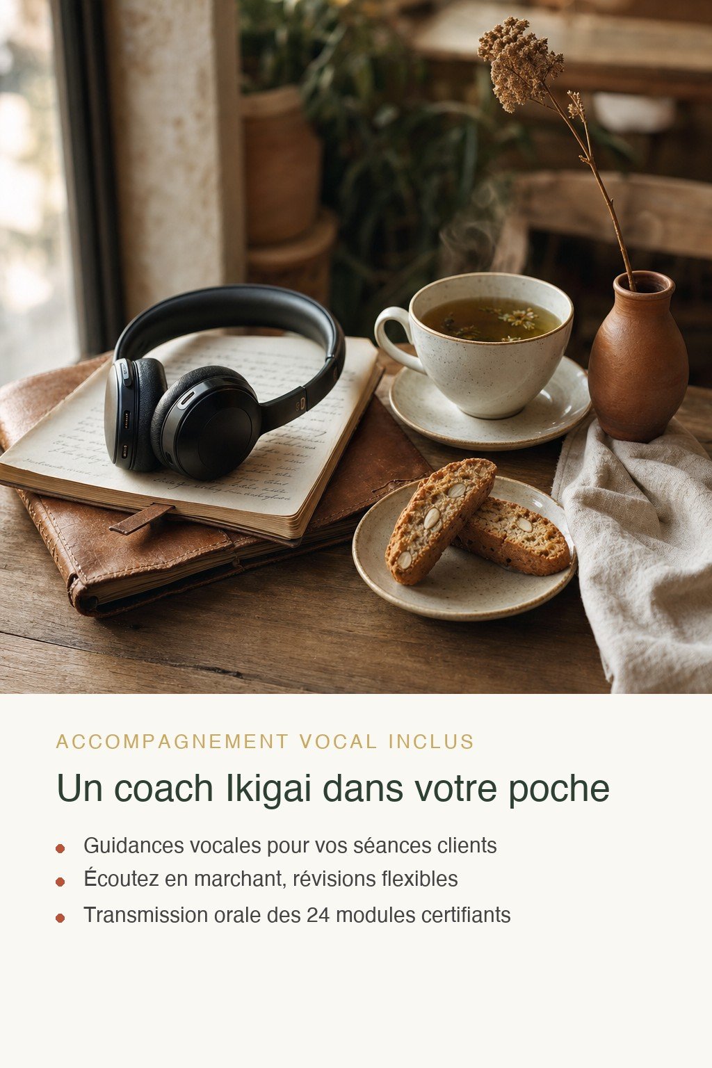 Format audio inclus · Coaching Ikigai : Devenez Maître-Praticien Certifié en 24 Modules