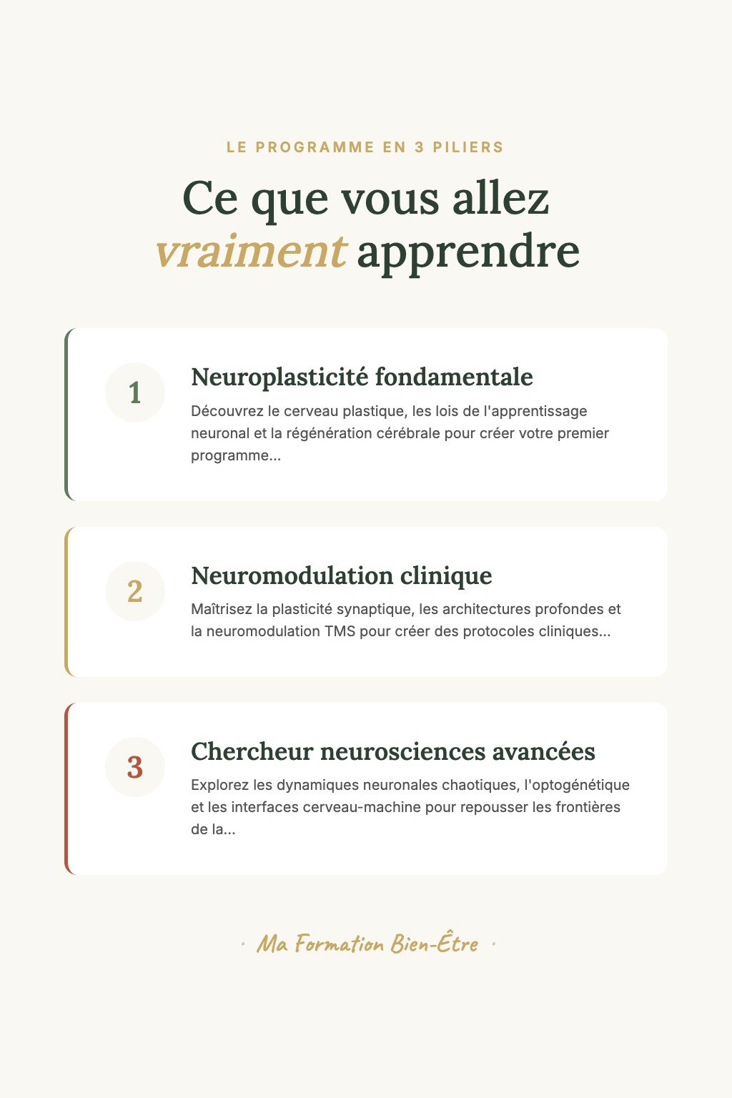 Les 3 piliers du programme · Deep Neural Repatterning : Maîtrisez la Reprogrammation Neuronale Profonde