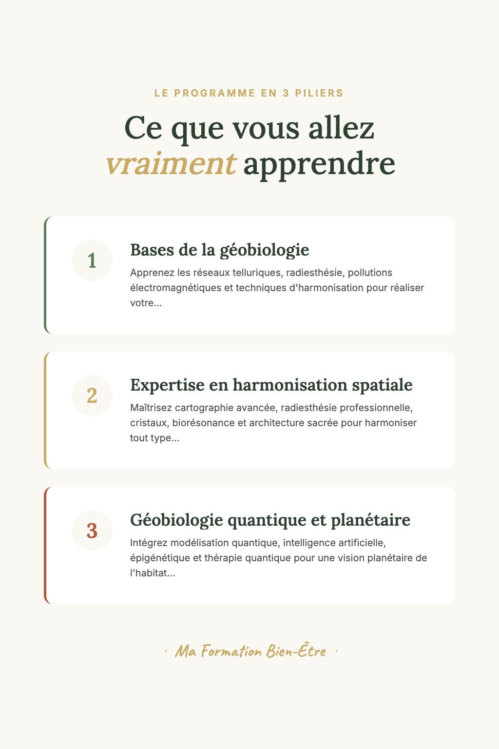 Les 3 piliers du programme · Géobiologie : De l'Analyse Énergétique à la Maîtrise Quantique des Espaces