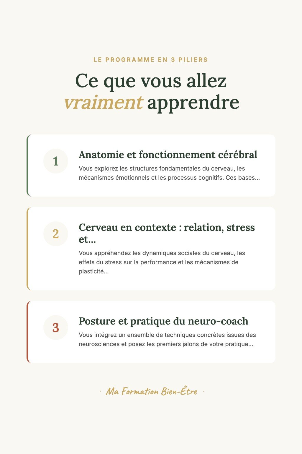 Les 3 piliers du programme · Découvrez les Neurosciences du Coaching et Comprenez Enfin Ce Qui Se Passe dans le Cerveau de Vos Clients