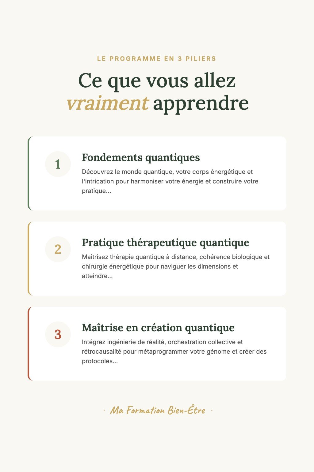 Les 3 piliers du programme · Architecte Quantique : Maîtrisez l'Énergie de la Perception à la Transmission